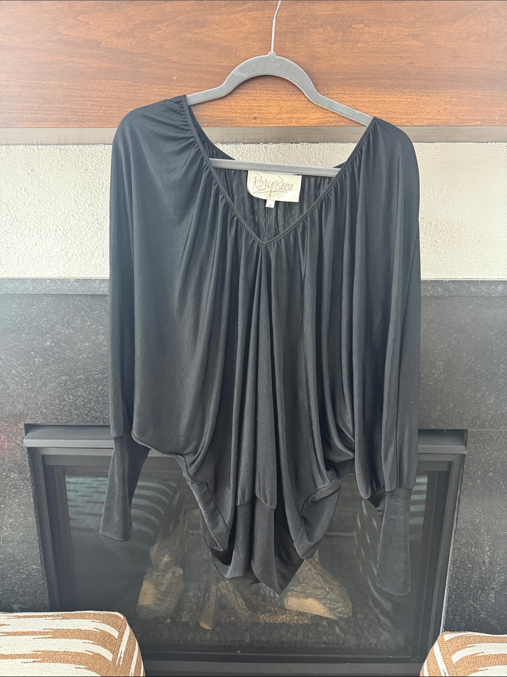 Rory Beca Black V-Neck Draped Dolman Tunic